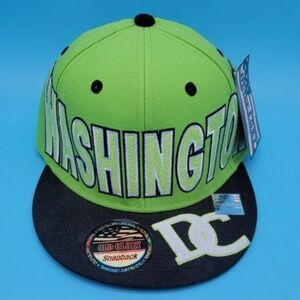 Washington DC Old Glory Snapback Cap Hat Lime Green and Black